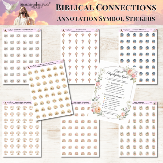 Biblical Connections Annotation Symbol Stickers | Bible Highlighting Guide | Bible Study | 5x7 Tip-In