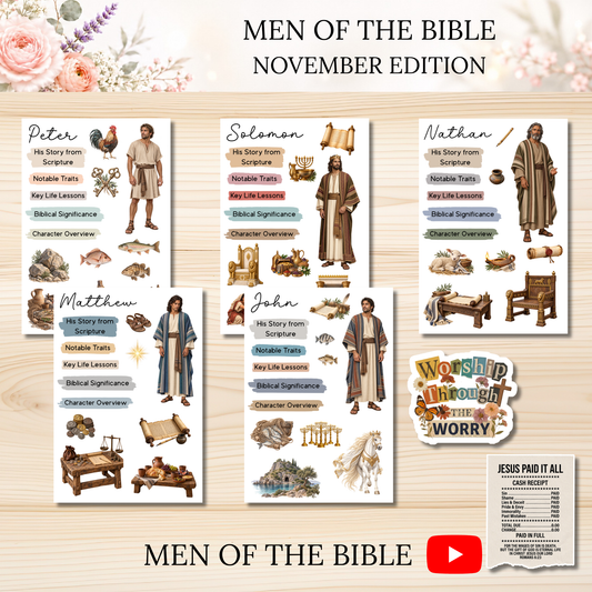 Men of the Bible Snail Mail Stickers MONTHLY SUBSCRIPTION