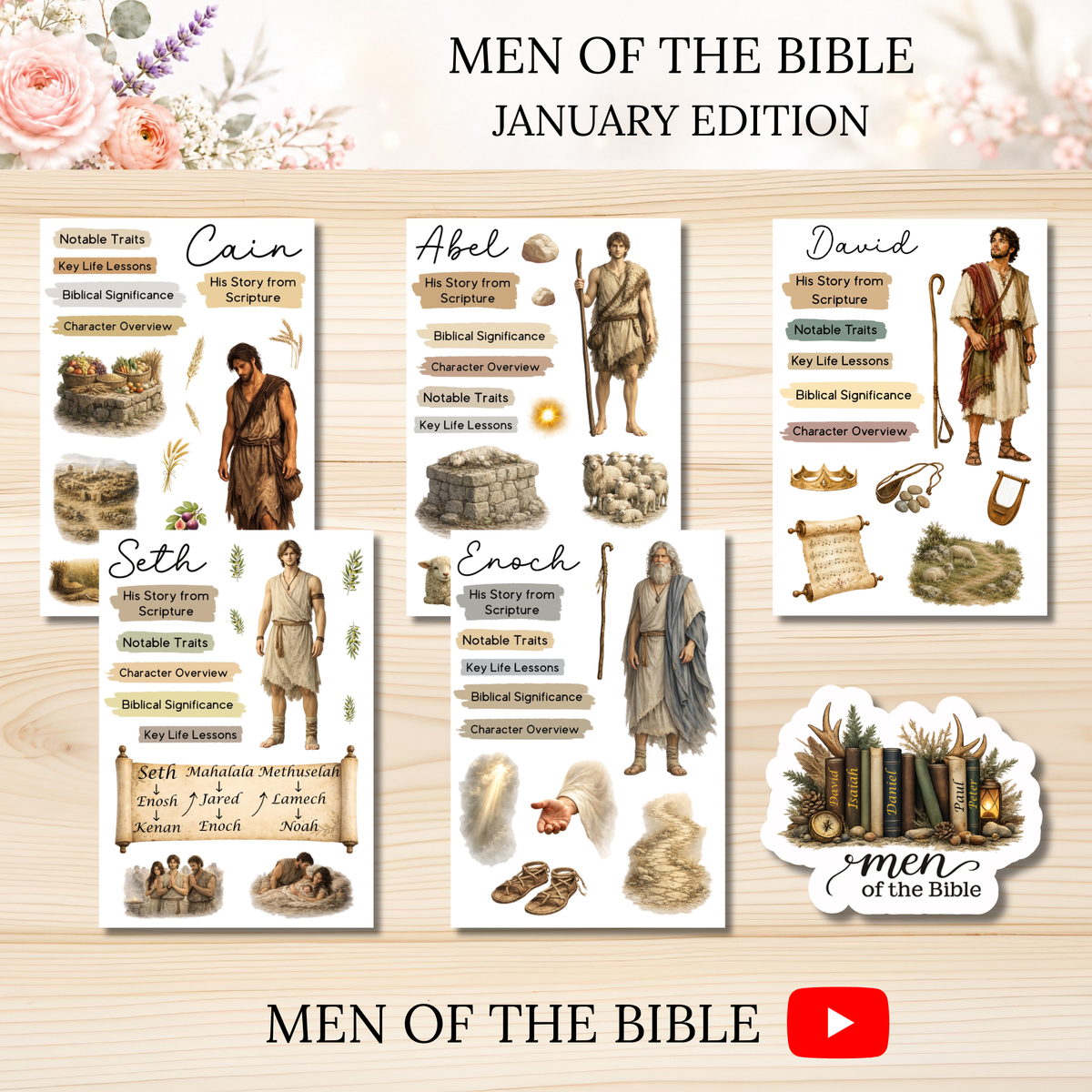 JANUARY Men of the Bible Snail Mail Stickers PAST EDITION