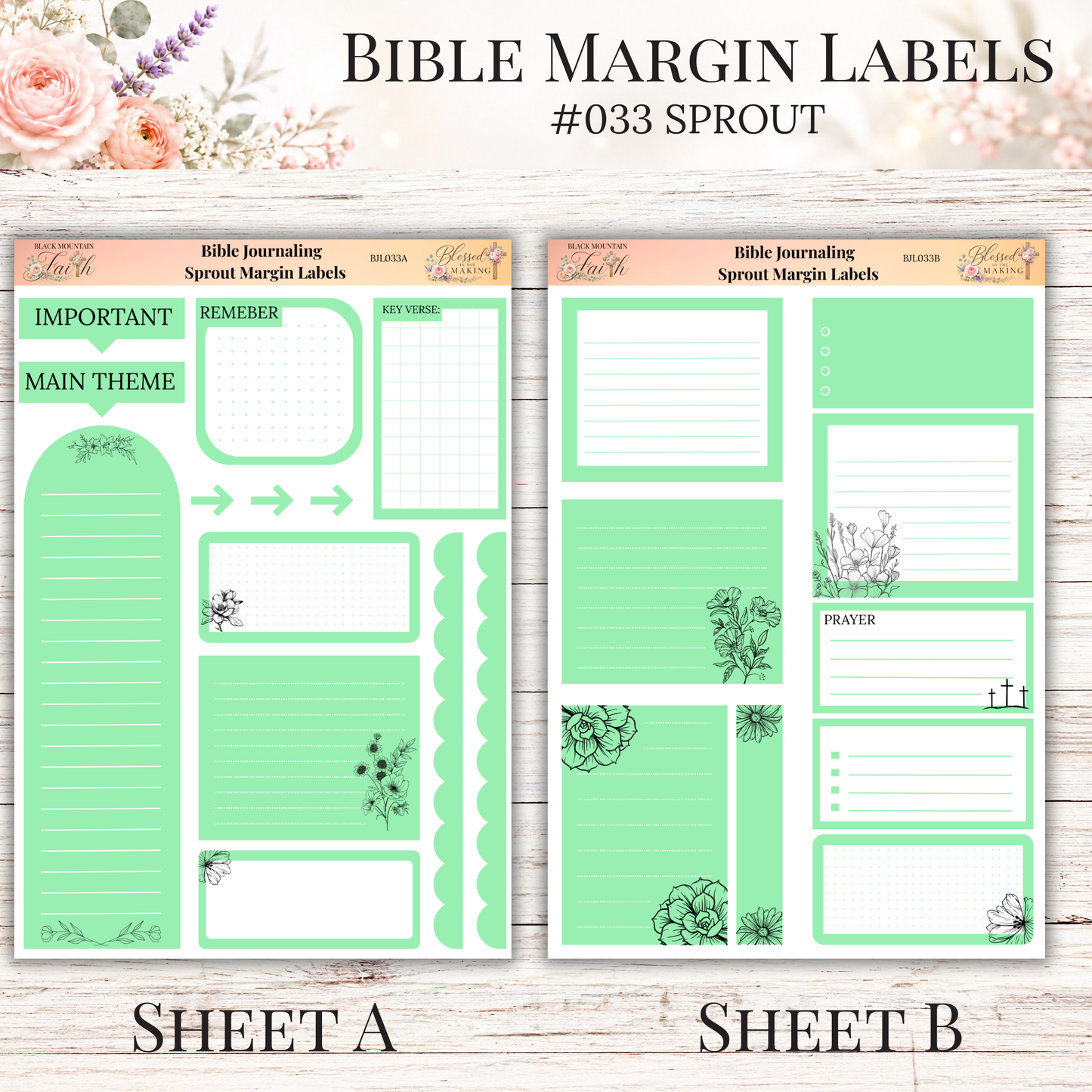 Bible Margin Labels #033 Sprout | Physical Sticker Sheets for Scripture Study