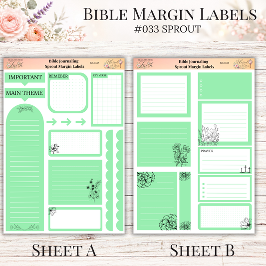 Bible Margin Labels #033 Sprout | Physical Sticker Sheets for Scripture Study