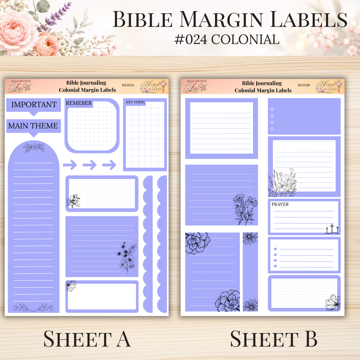 Bible Margin Labels #024 Colonial | Physical Sticker Sheets for Scripture Study