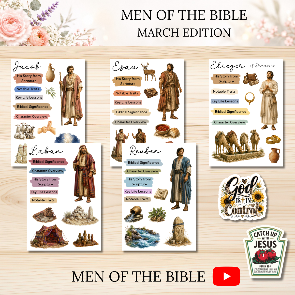 MARCH Men of the Bible Snail Mail Stickers PAST EDITION Listing