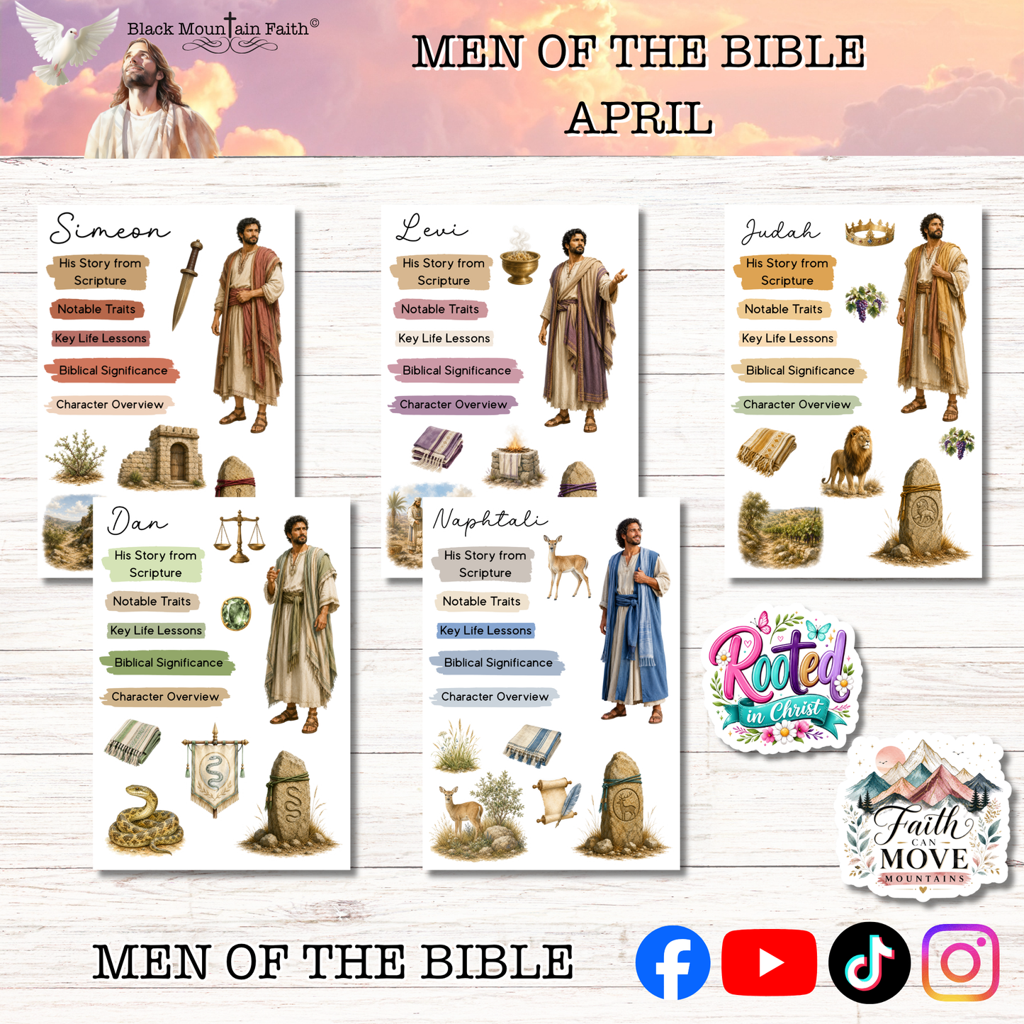 APRIL Men of the Bible Snail Mail Stickers Stand Alone Listing