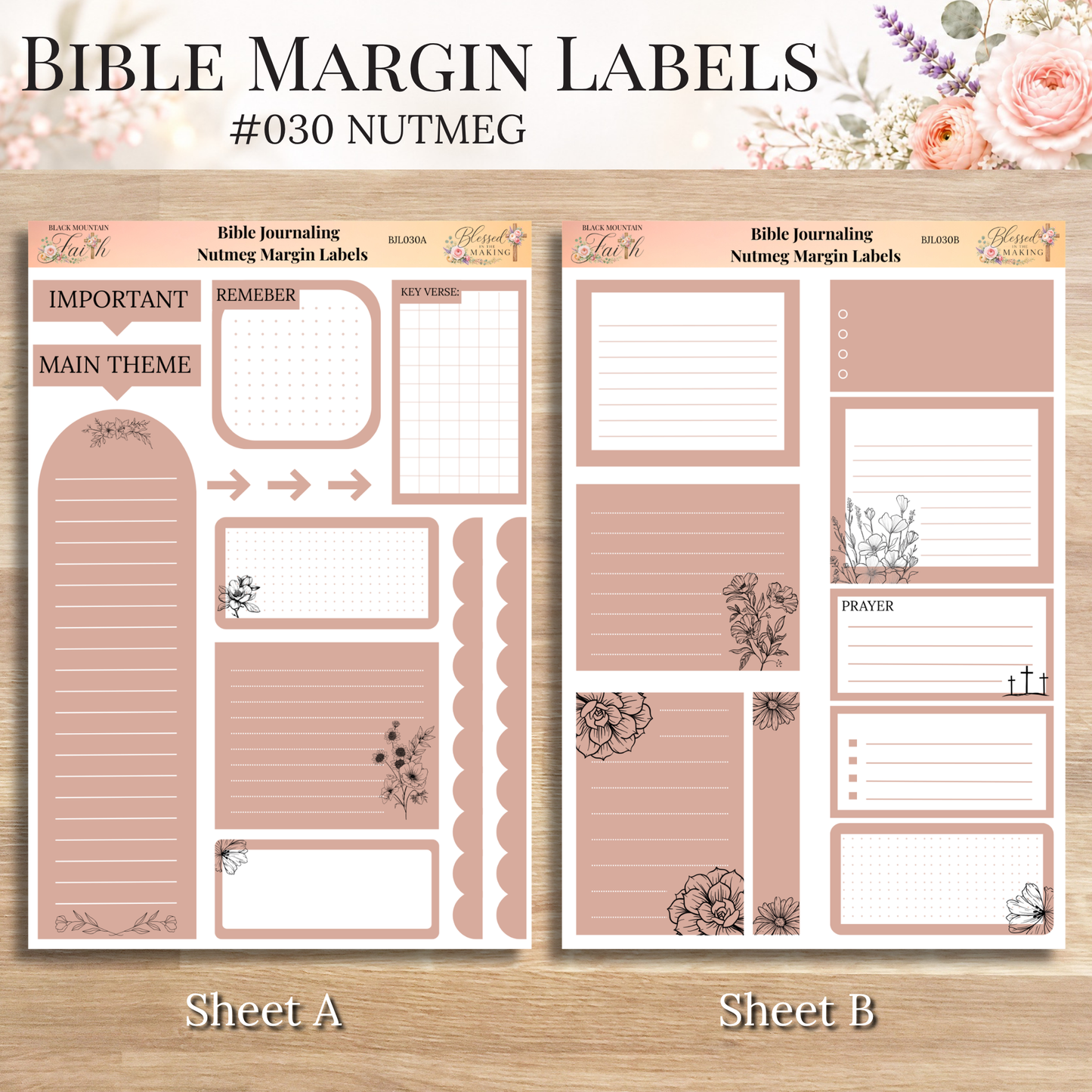 Bible Margin Labels 030 Nutmeg Print & Cut Bible Stickers