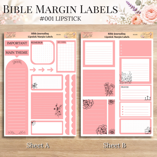 Bible Margin Labels 001 Lipstick Print & Cut Bible Stickers