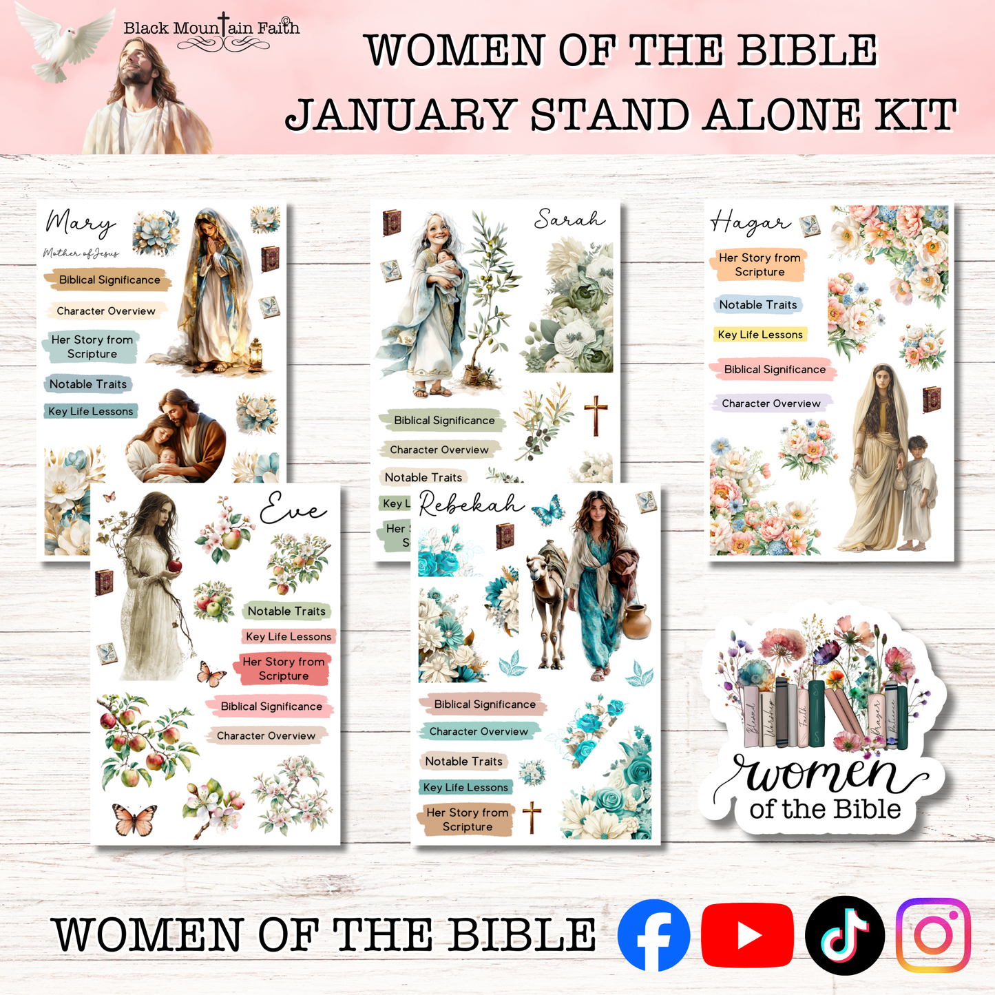 Women of the Bible Snail Mail Stickers JANUARY EDITION Stand Alone Listing
