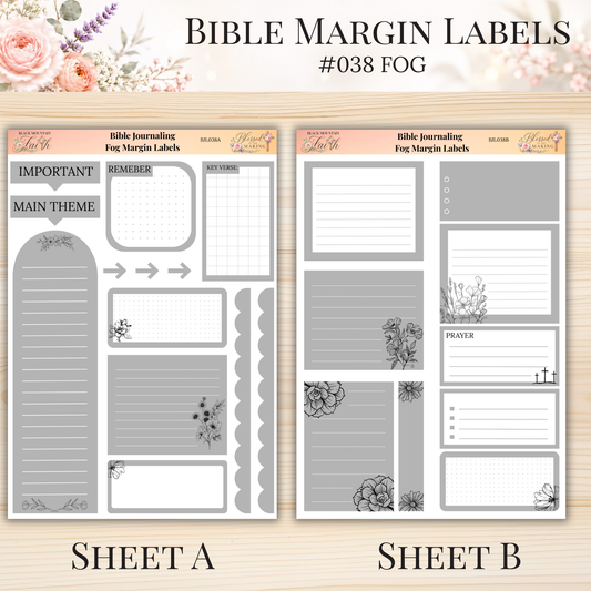 Bible Margin Labels #038 Fog | Physical Sticker Sheets for Scripture Study