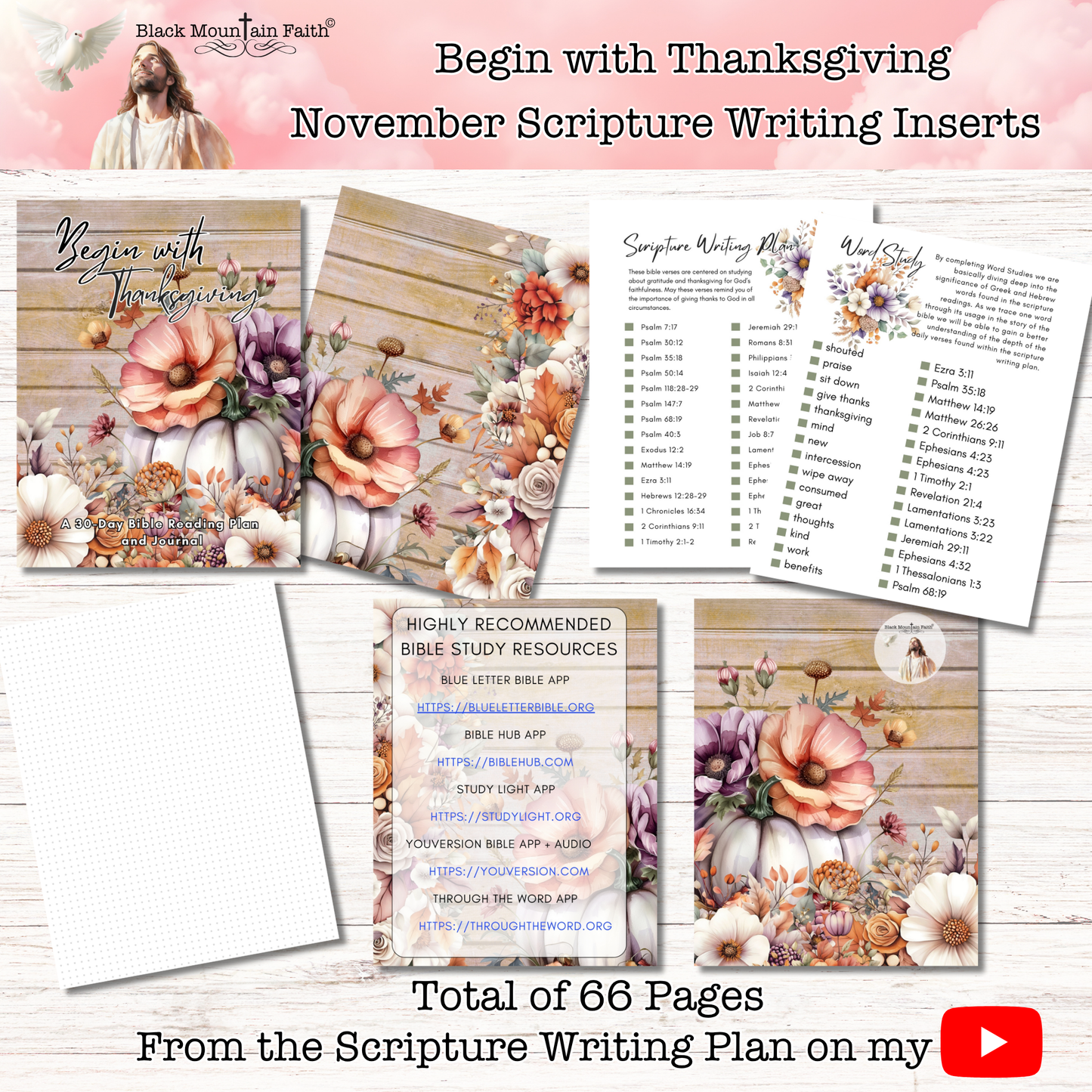 Begin with Thanksgiving Scripture Writing Inserts