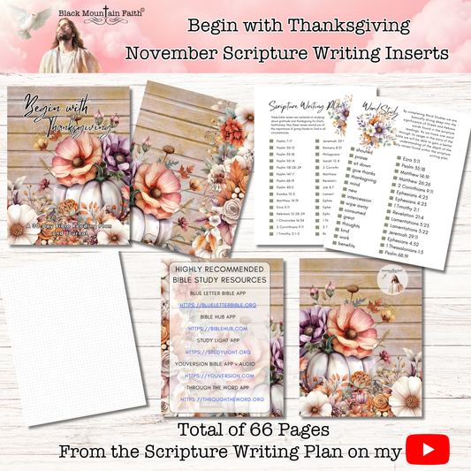 Begin with Thanksgiving Scripture Writing Inserts