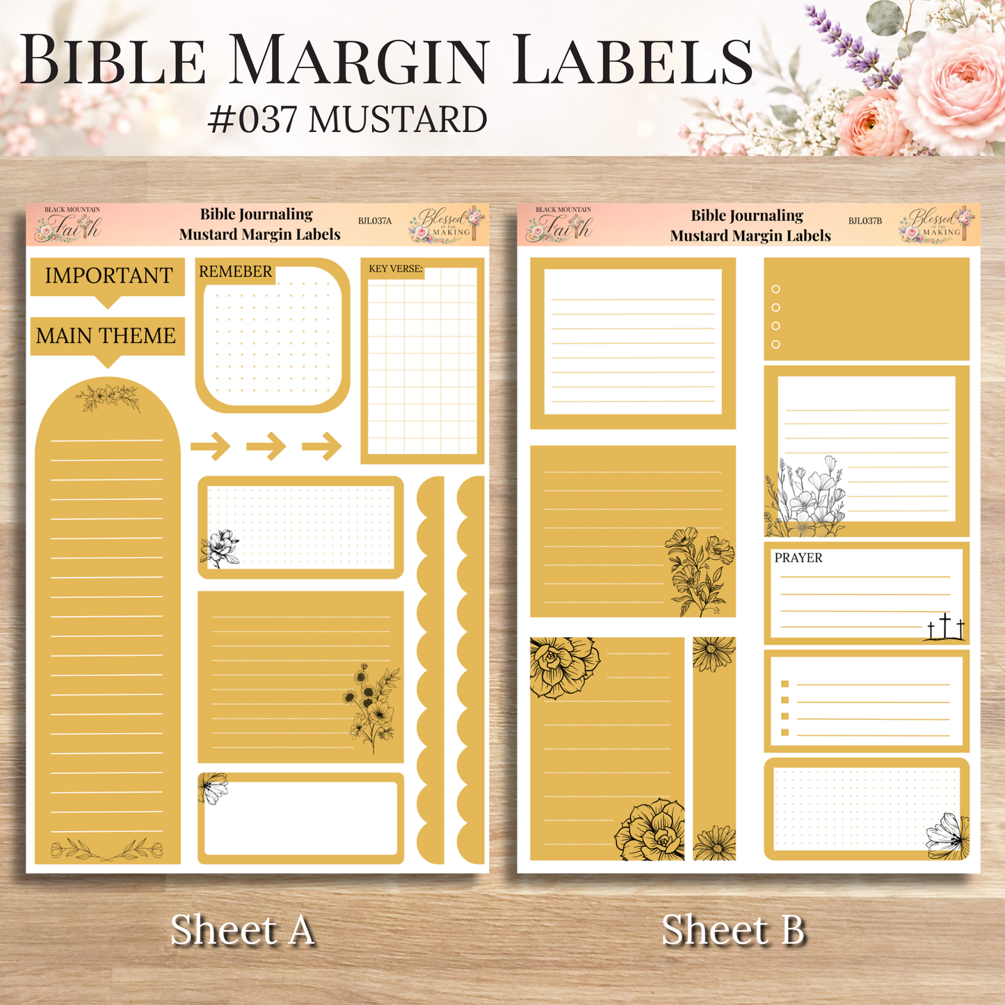 Bible Margin Labels 037 Mustard Print & Cut Bible Stickers