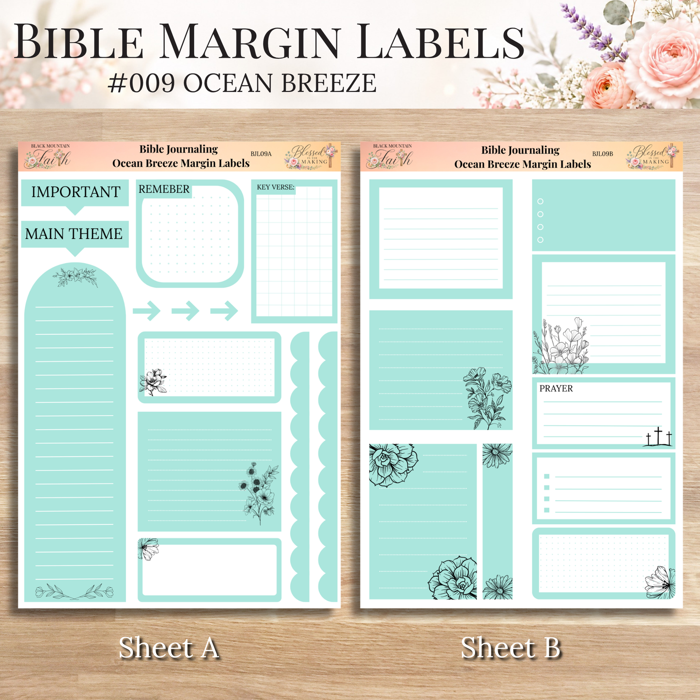 Bible Margin Labels 009 Ocean Breeze Print & Cut Bible Stickers