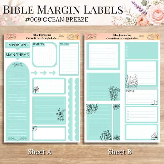 Bible Margin Labels 009 Ocean Breeze Print & Cut Bible Stickers