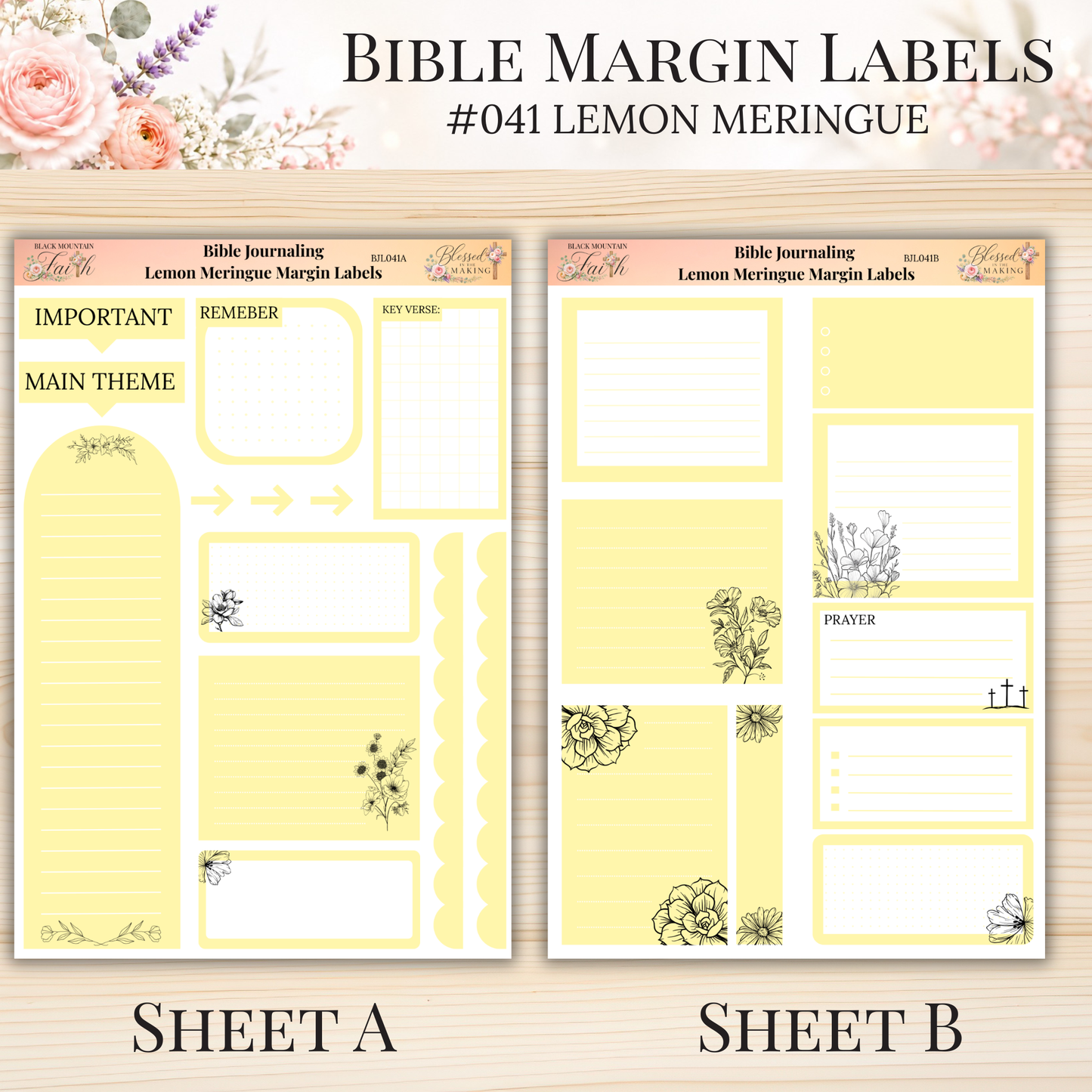 Bible Margin Labels #041 Lemon Meringue | Physical Sticker Sheets for Scripture Study