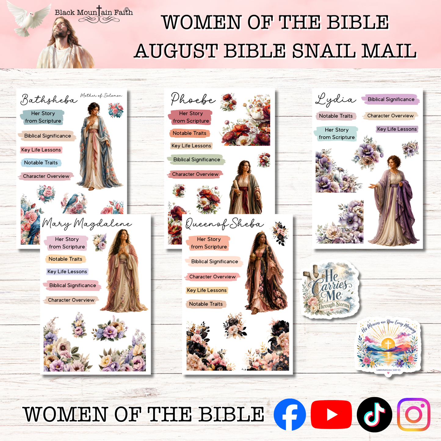 Women of the Bible Snail Mail Stickers MONTHLY SUBSCRIPTION