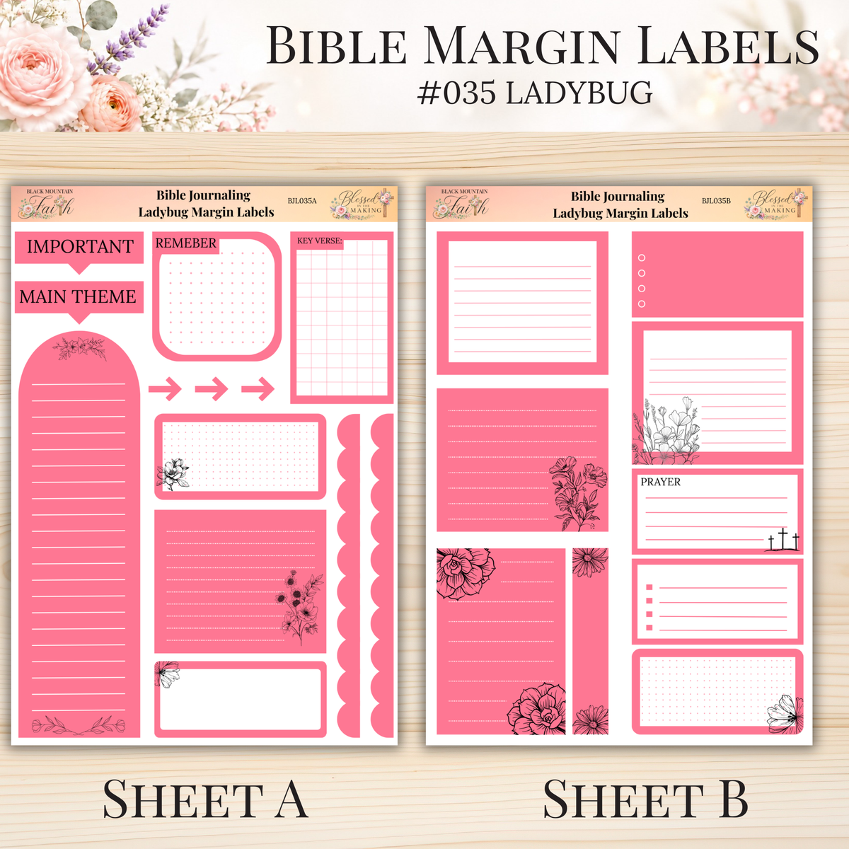 Bible Margin Labels #035 Ladybug | Physical Sticker Sheets for Scripture Study