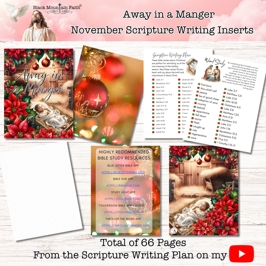 Away in a Manger Scripture Writing Inserts