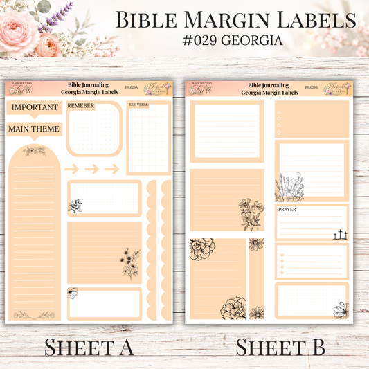Bible Margin Labels #029 Georgia| Physical Sticker Sheets for Scripture Study