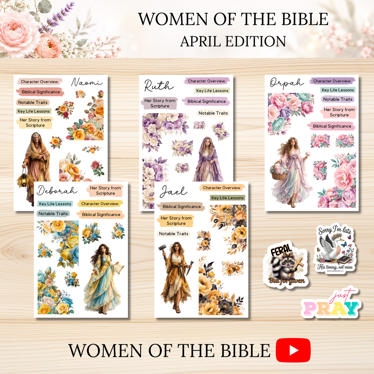 Women of the Bible Snail Mail Stickers APRIL PAST EDITION Listing