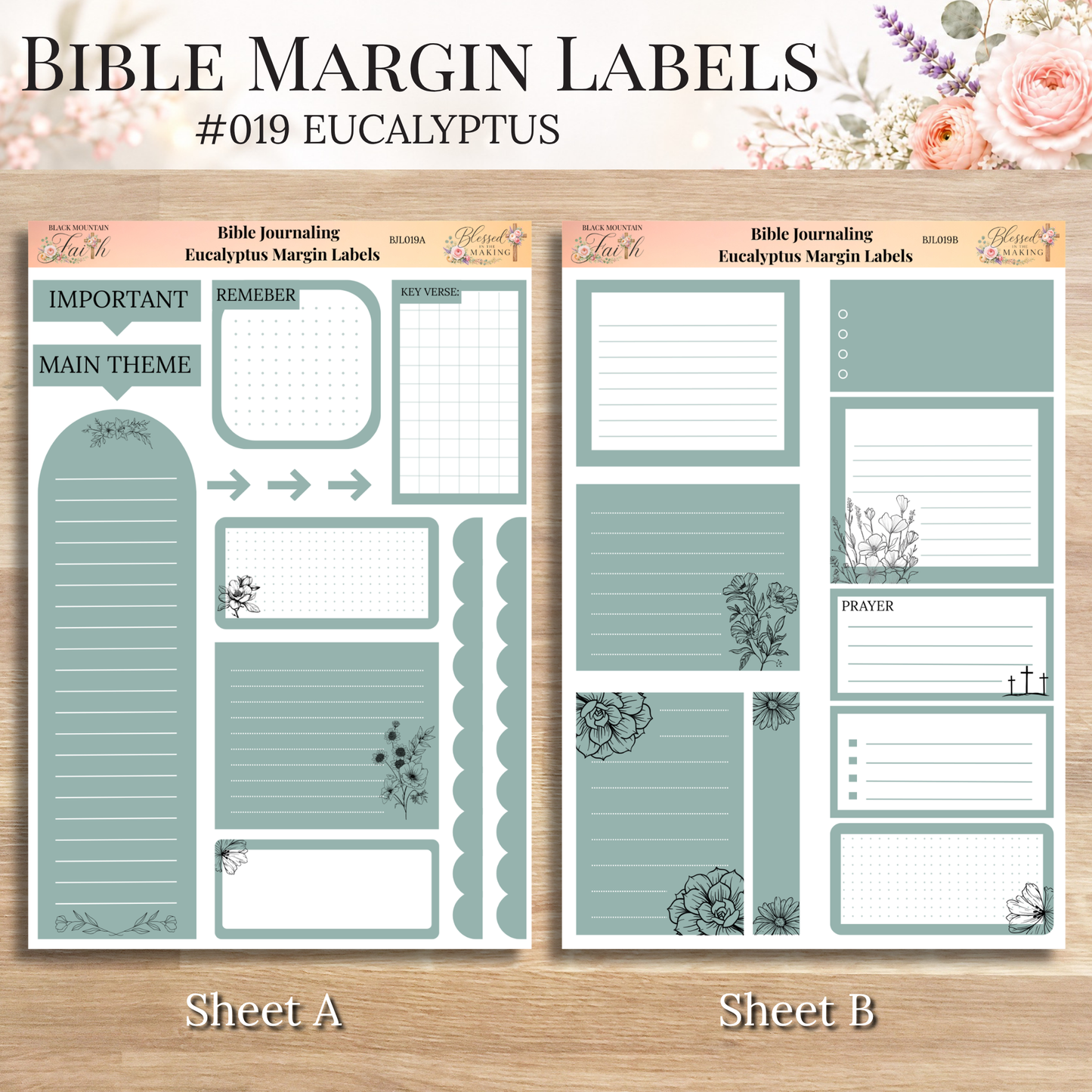 Bible Margin Labels 019 Eucalyptus Print & Cut Bible Stickers