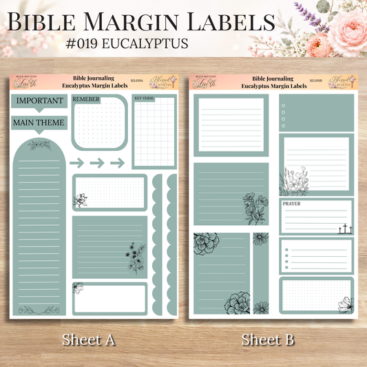 Bible Margin Labels 019 Eucalyptus Print & Cut Bible Stickers
