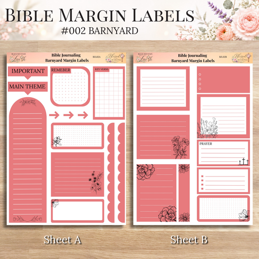 Bible Margin Labels 002 Barnyard Print & Cut Bible Stickers