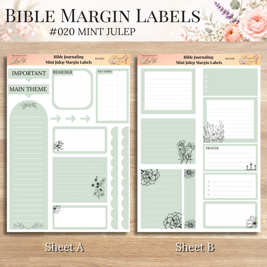 Bible Margin Labels 020 Mint Julep Print & Cut Bible Stickers