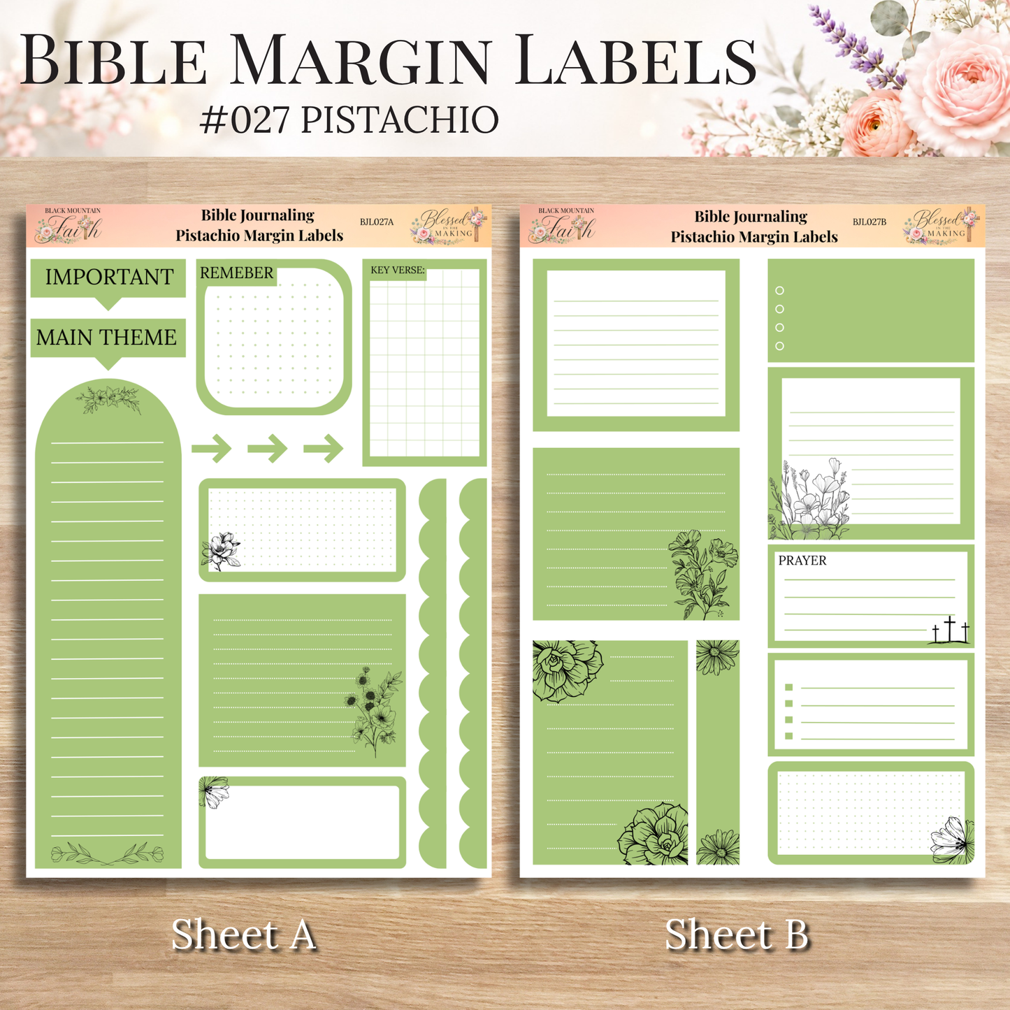 Bible Margin Labels 027 Pistachio Print & Cut Bible Stickers