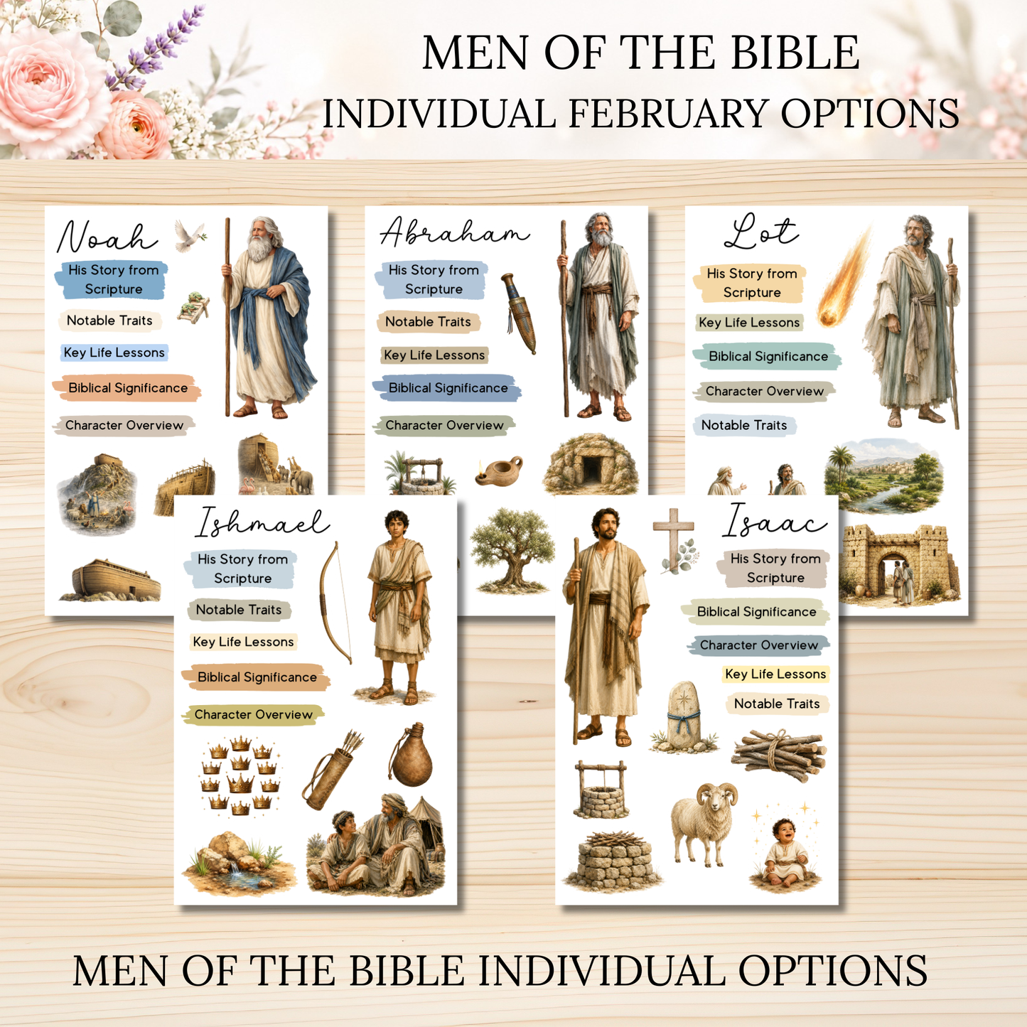 FEBRUARY Men of the Bible Individual Sticker Sheet Options
