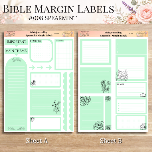 Bible Margin Labels 008 Spearmint Print & Cut Bible Stickers