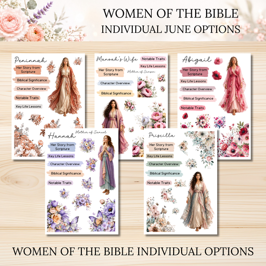 JUNE Women of the Bible Individual Sticker Sheet Options