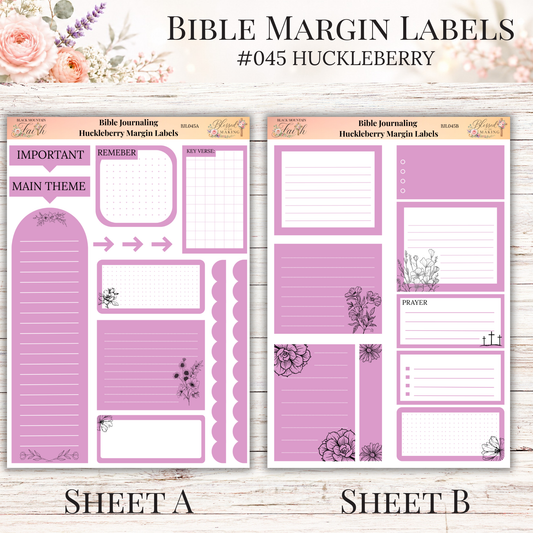 Bible Margin Labels #045 Huckleberry | Physical Sticker Sheets for Scripture Study