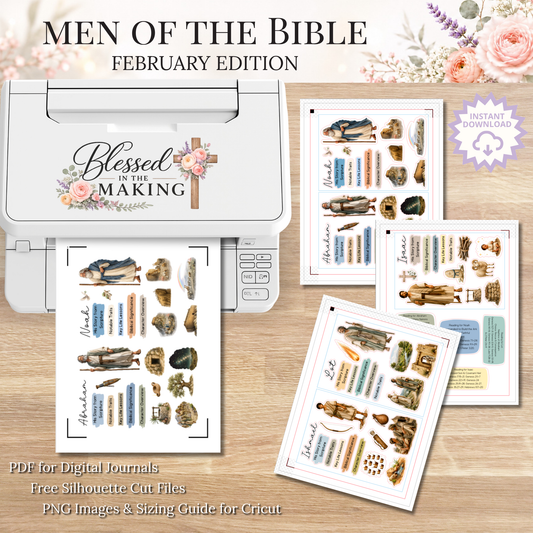 February Men of the Bible | Printable PDF | Cricut & Silhouette Files | Digital Stickers