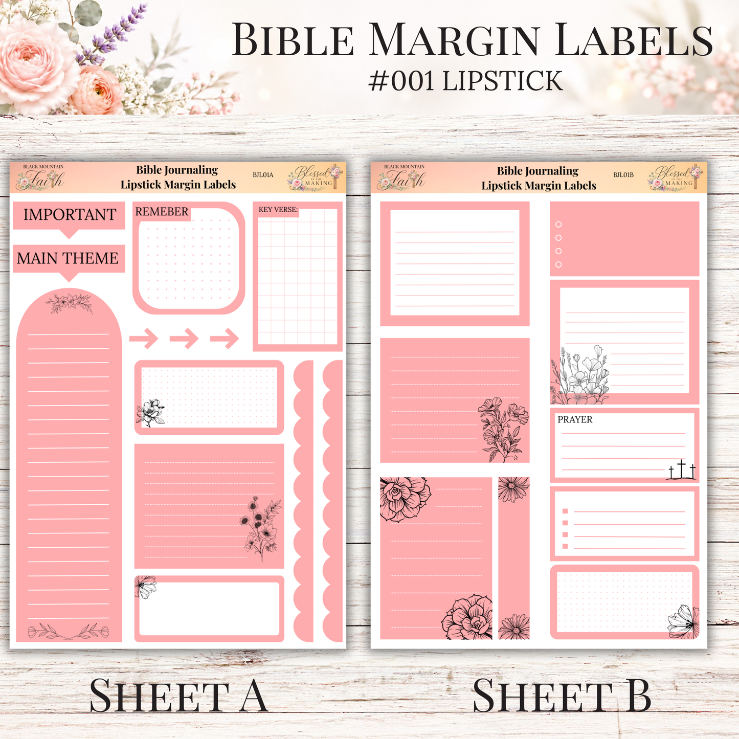 Bible Margin Labels #001 Lipstick | Physical Sticker Sheets for Scripture Study
