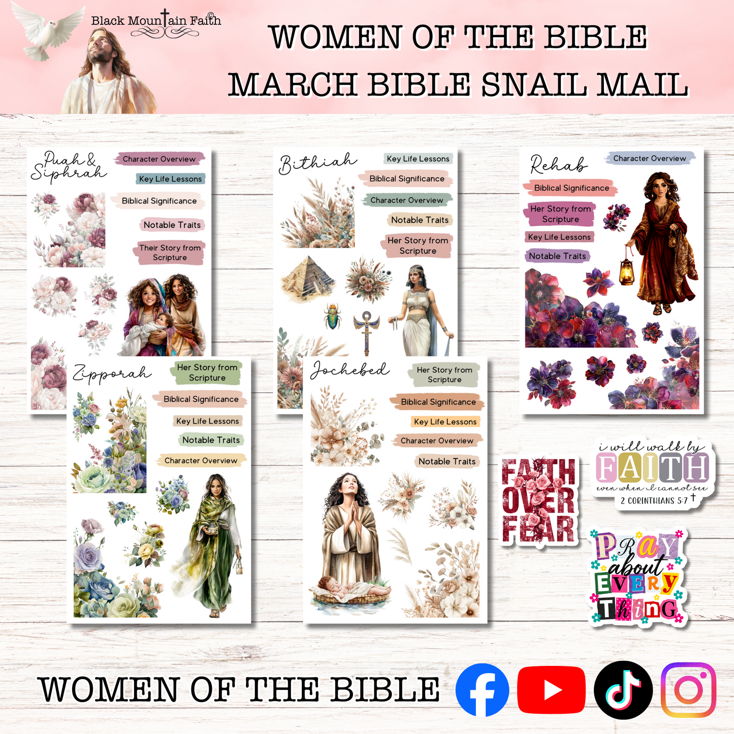 Women of the Bible Snail Mail Stickers MARCH EDITION Stand Alone Listing