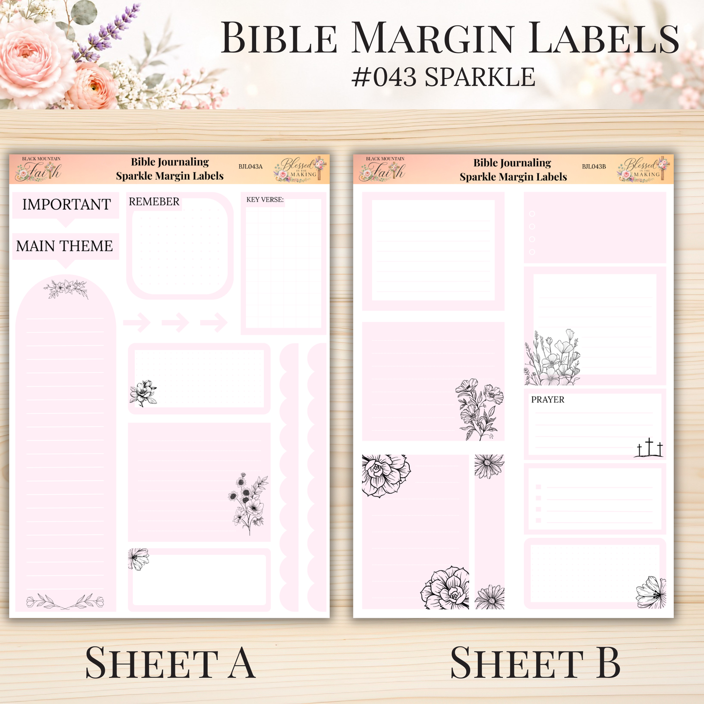 Bible Margin Labels #043 Sparkle | Physical Sticker Sheets for Scripture Study