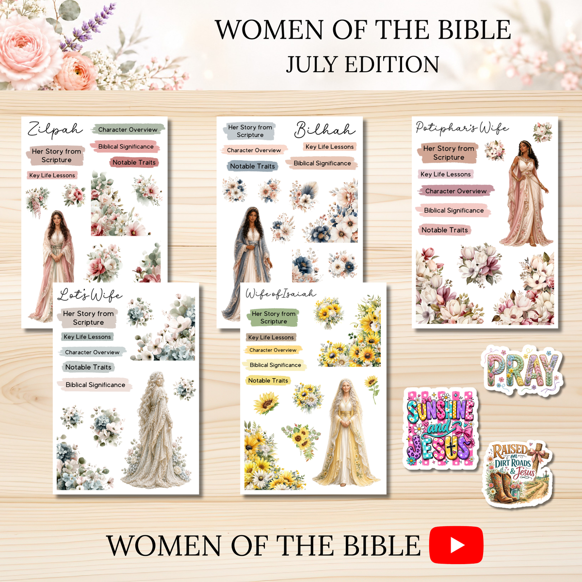 Women of the Bible Snail Mail Stickers JULY PAST EDITION Listing
