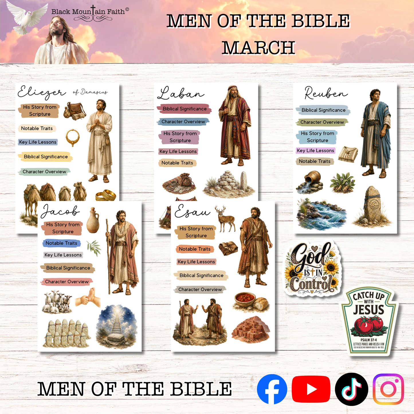 MARCH Men of the Bible Snail Mail Stickers Stand Alone Listing
