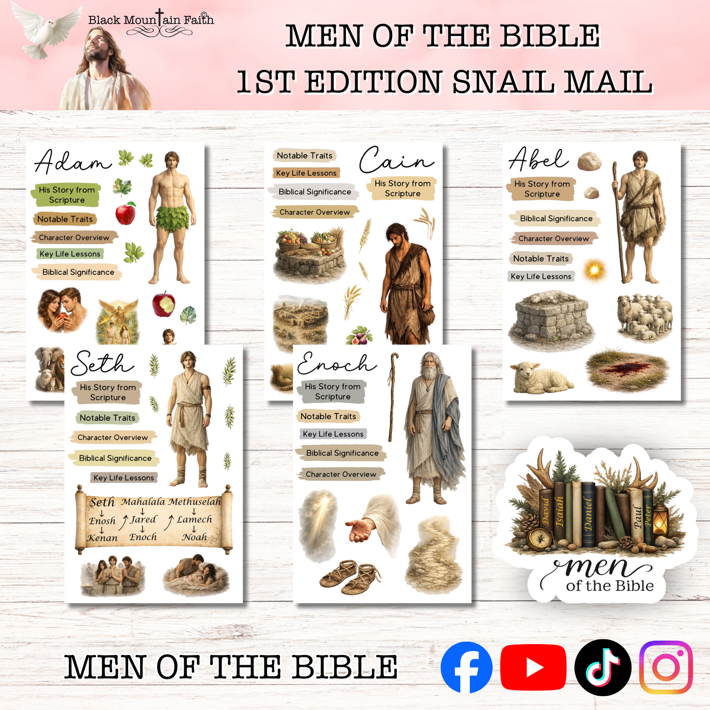 Men of the Bible Snail Mail Stickers 1st EDITION Stand Alone Listing