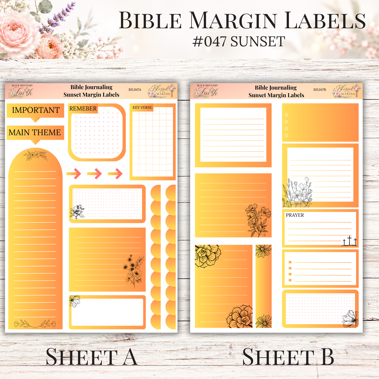 Bible Margin Labels #047 Sunset | Physical Sticker Sheets for Scripture Study
