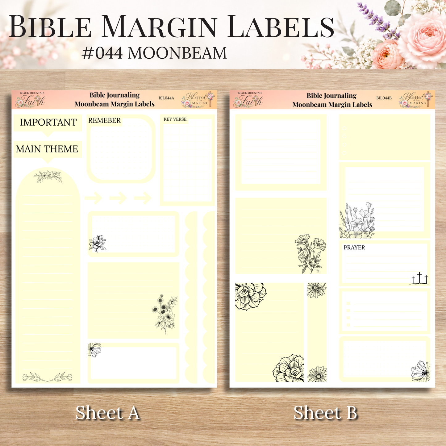 Bible Margin Labels 044 Moonbeam Print & Cut Bible Stickers