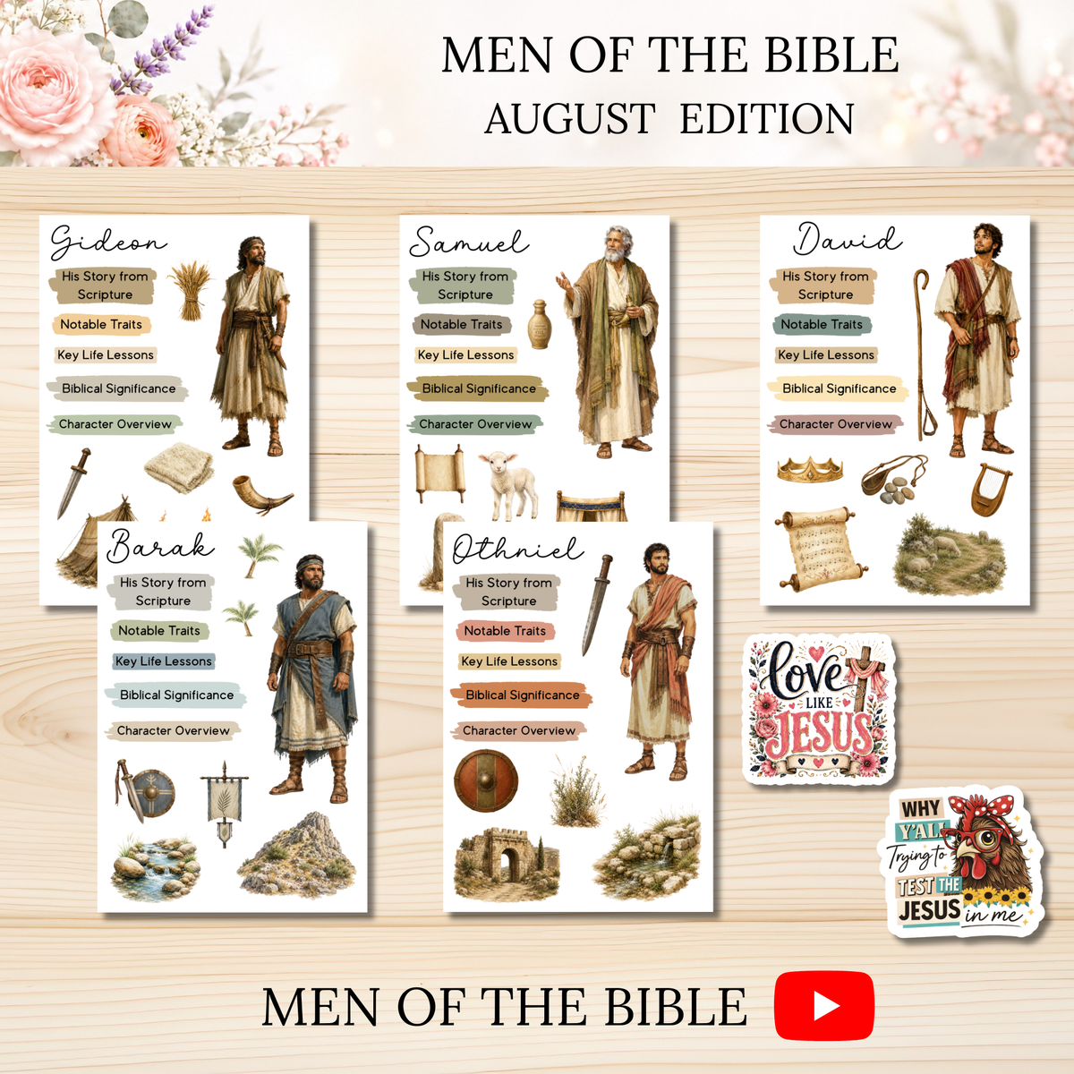 AUGUST Men of the Bible Snail Mail Stickers PAST EDITION