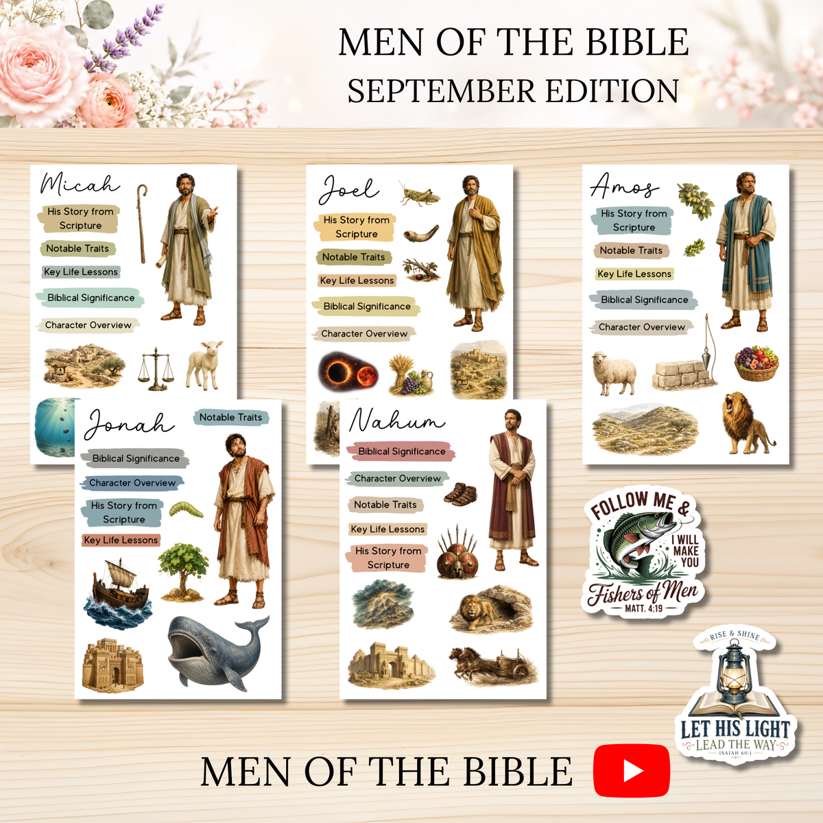SEPTEMBER Men of the Bible Snail Mail Stickers PAST EDITION