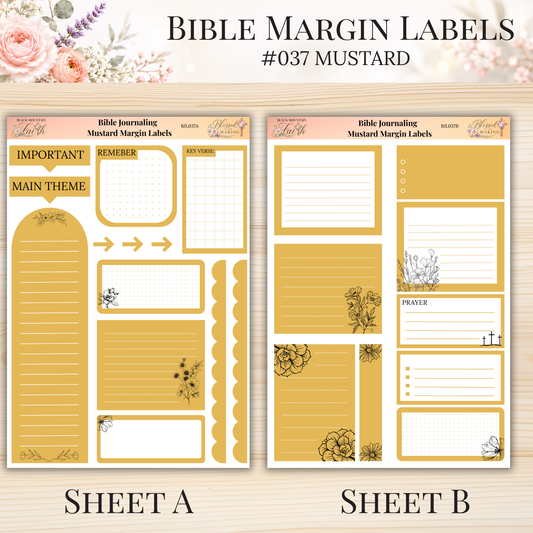 Bible Margin Labels #037 Mustard | Physical Sticker Sheets for Scripture Study