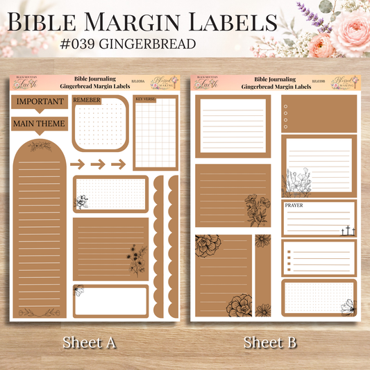 Bible Margin Labels 039 Gingerbread Print & Cut Bible Stickers