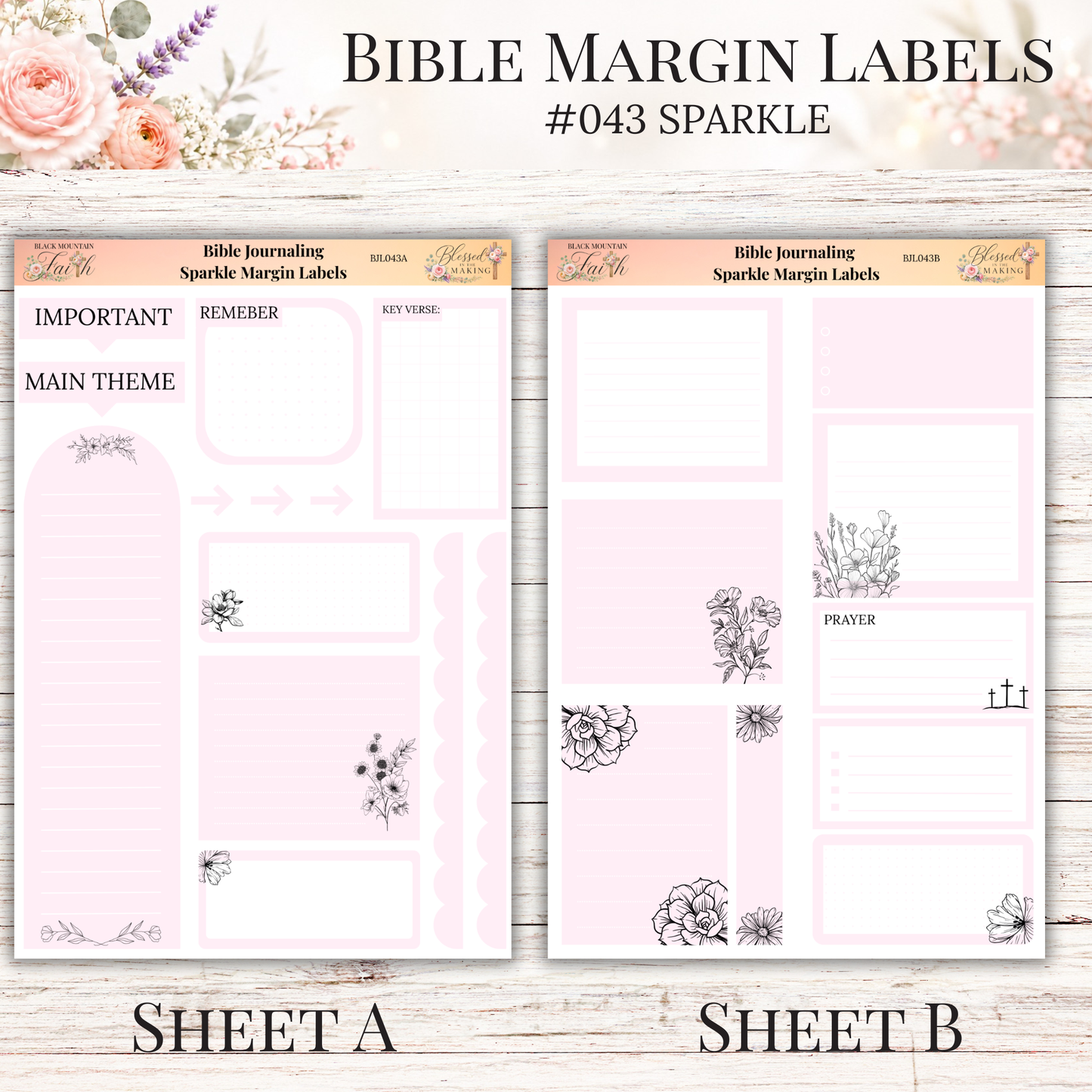 Bible Margin Labels #043 Sparkle | Physical Sticker Sheets for Scripture Study
