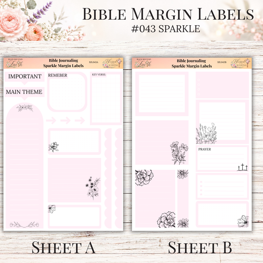 Bible Margin Labels #043 Sparkle | Physical Sticker Sheets for Scripture Study