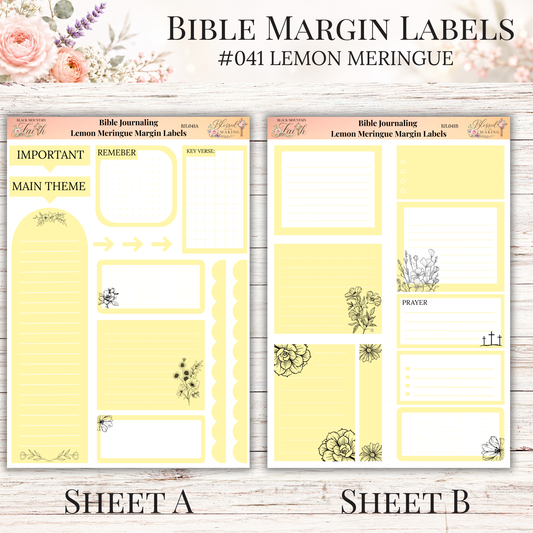 Bible Margin Labels #041 Lemon Meringue | Physical Sticker Sheets for Scripture Study