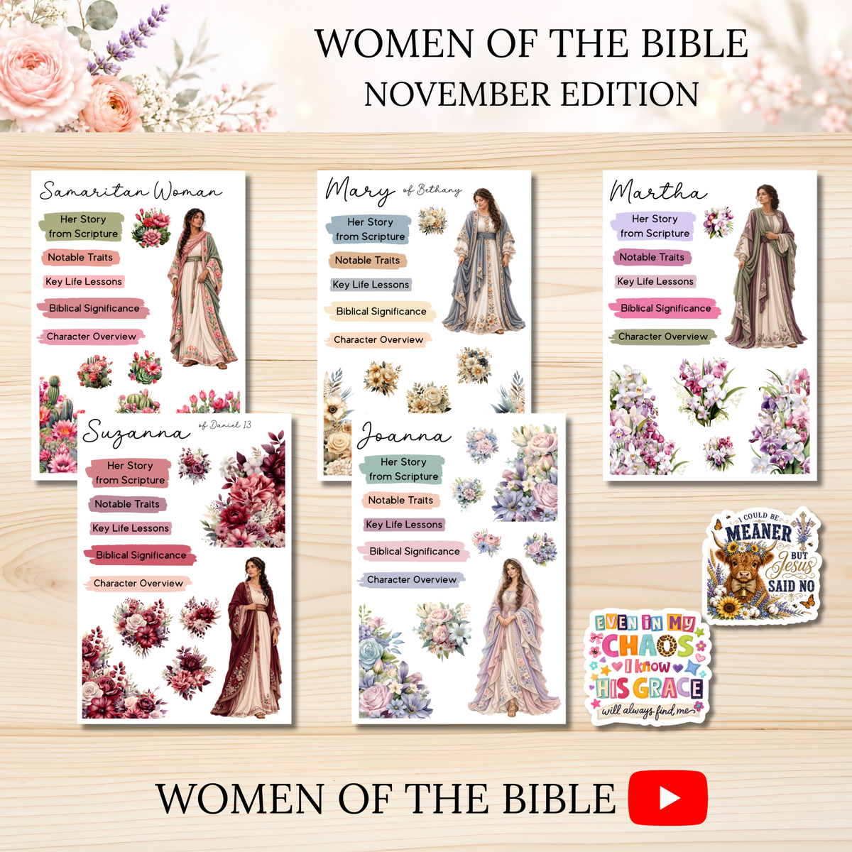 Women of the Bible Snail Mail Stickers MONTHLY SUBSCRIPTION