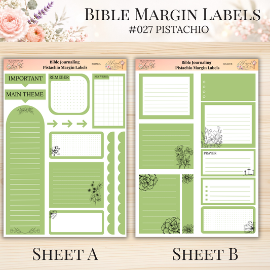 Bible Margin Labels #027 Pistachio | Physical Sticker Sheets for Scripture Study